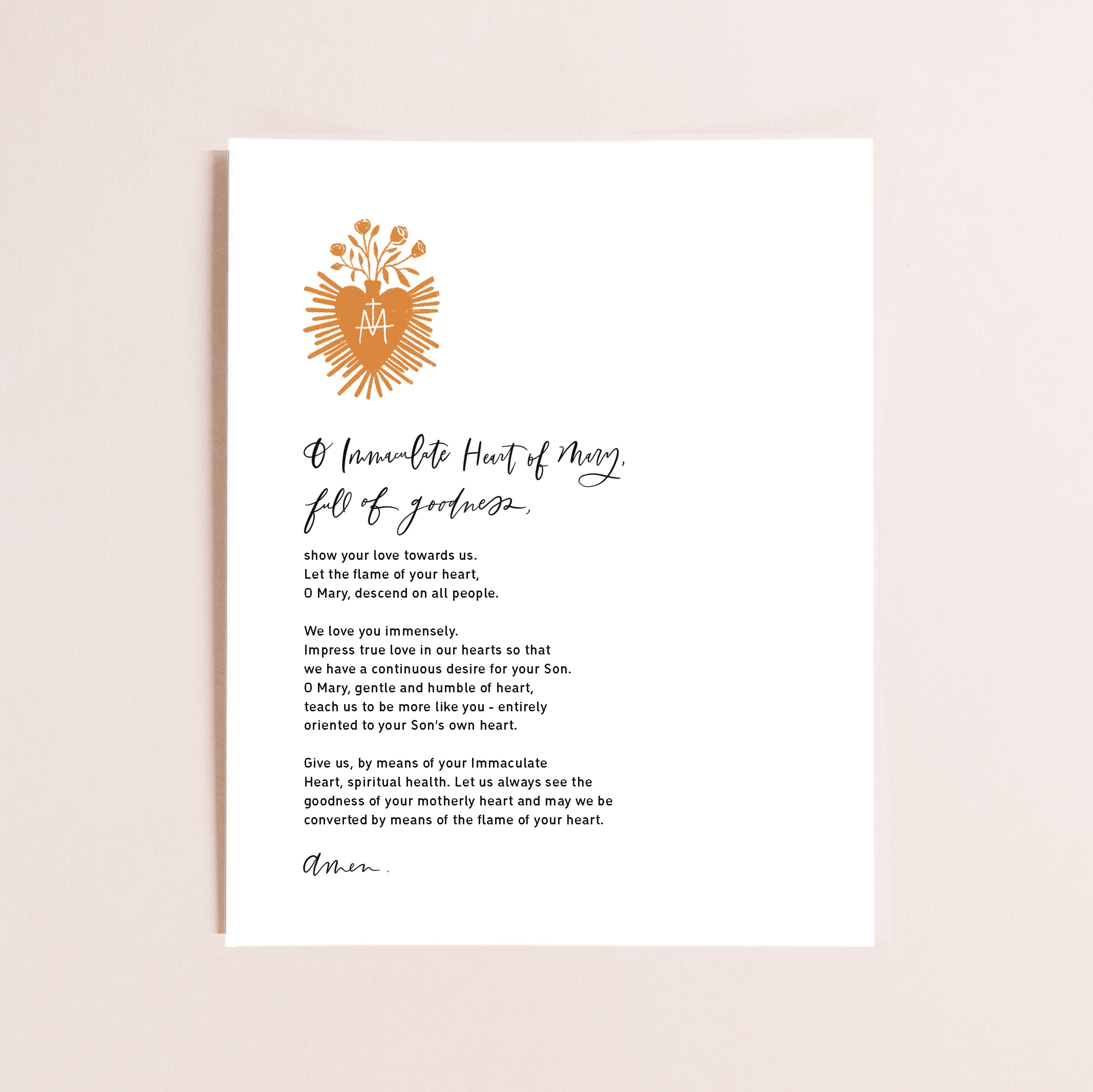 Free Prayer to the Immaculate Heart of Mary 8x10 Print