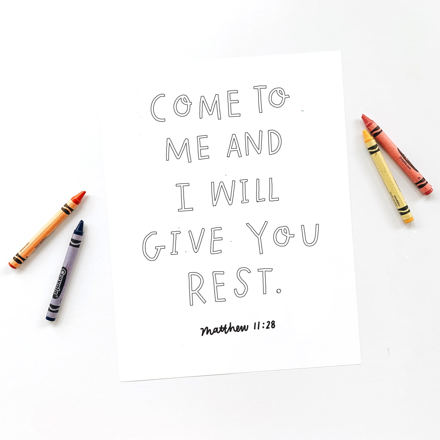 Come to me and I will give you rest Coloring Sheet