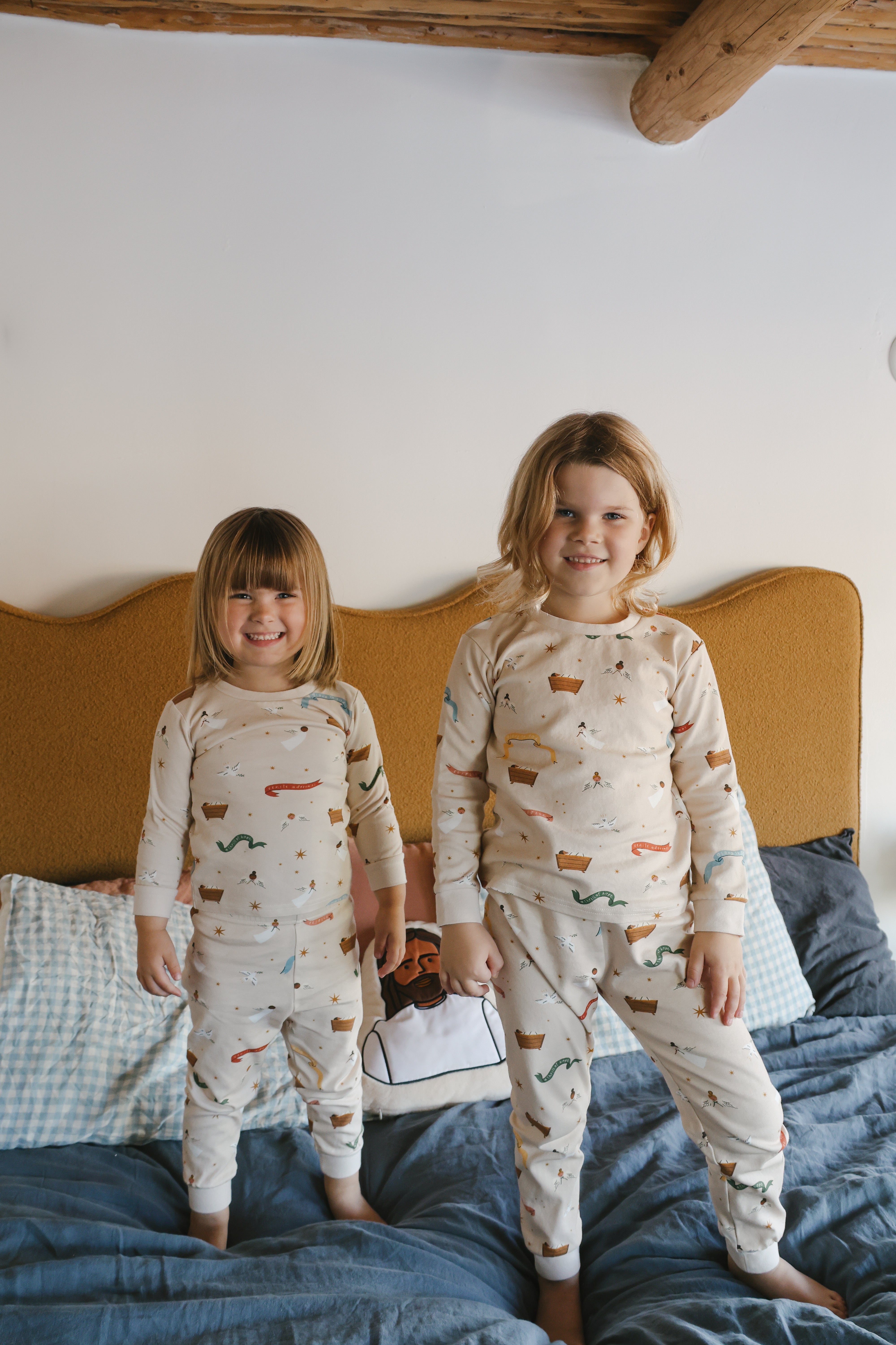 Kids Baby Jesus Christmas Long John Pajamas