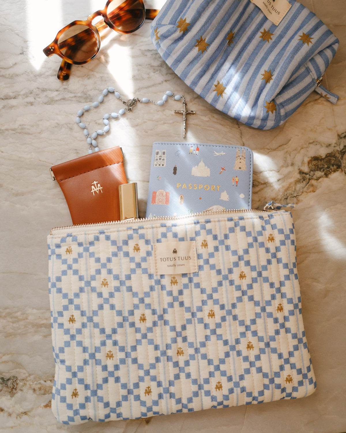 Marian Quilted Flat Zipper Pouch