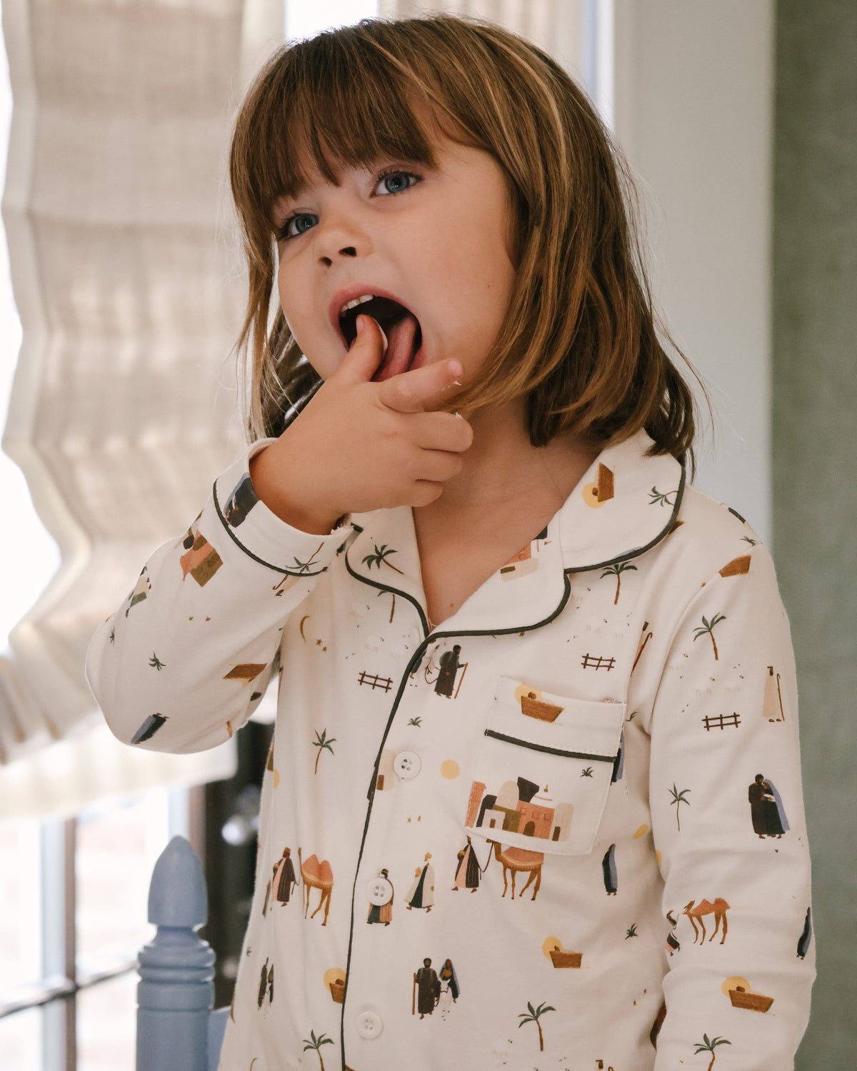 Nativity Christmas Button Down Pajamas