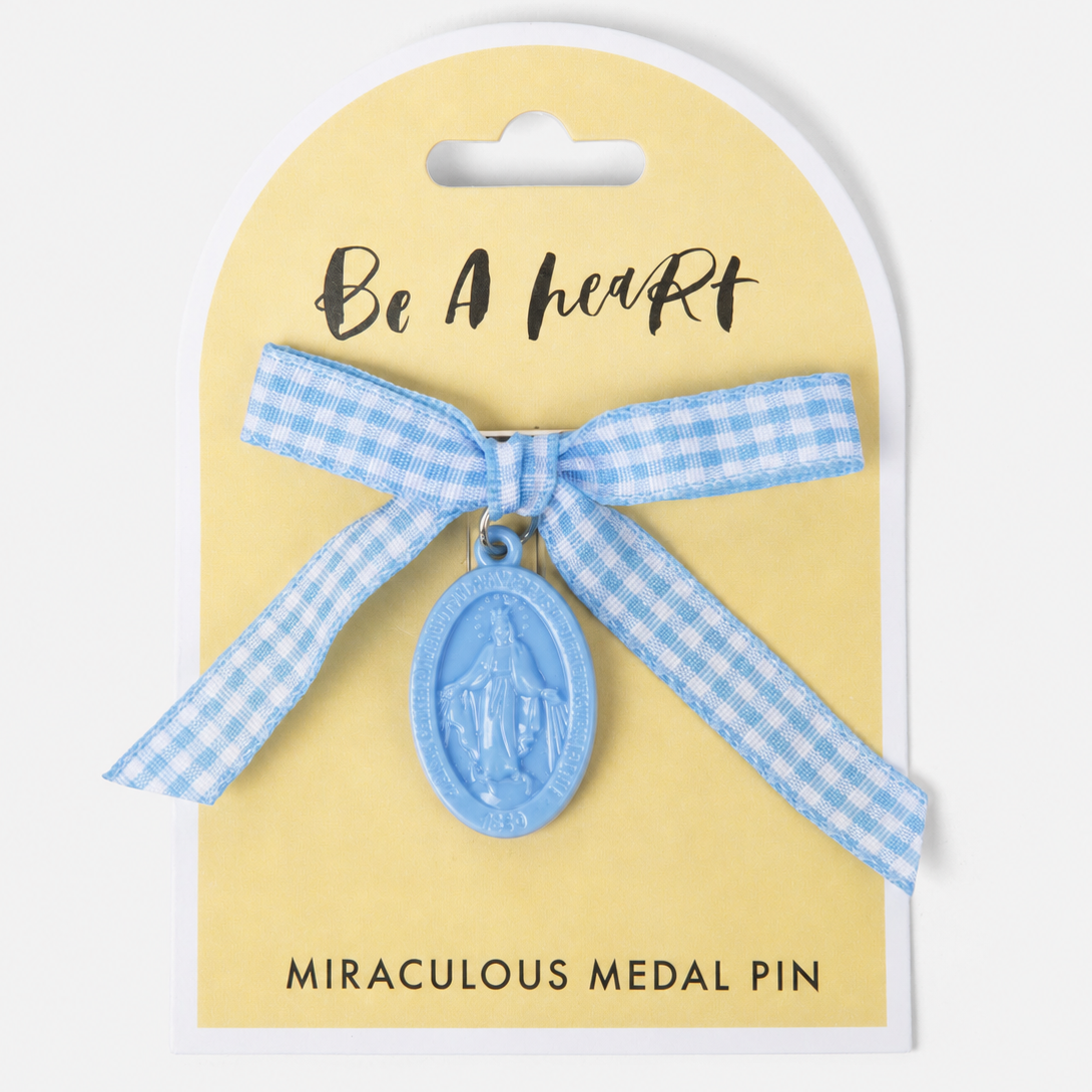 Miraculous Medal Blue Gingham Petite Pin