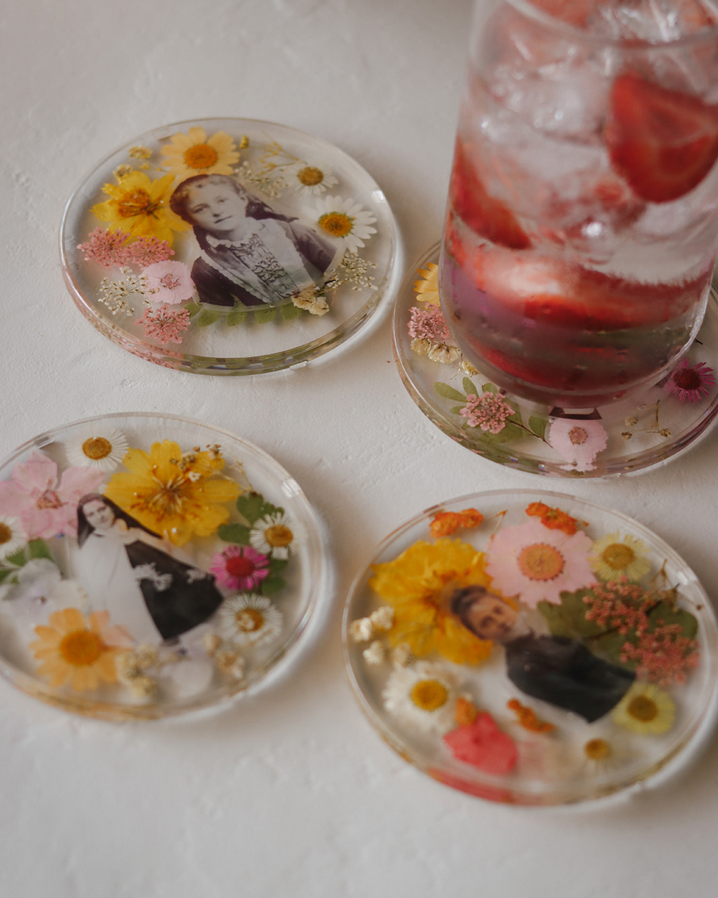 Beaheart The Little Flower Resin Coasters