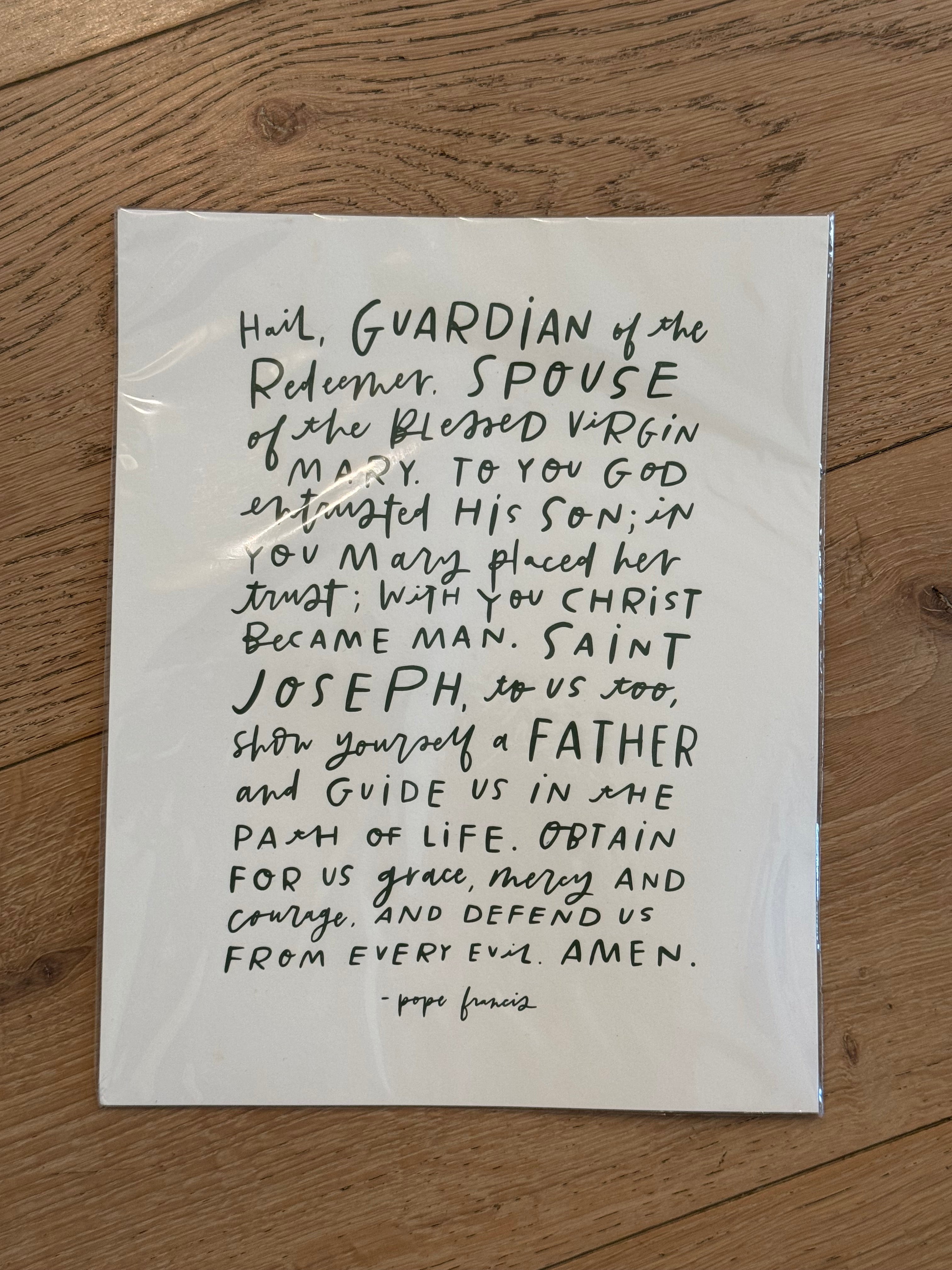 SECONDS St. Joseph Letter Pressed 8x10 Print