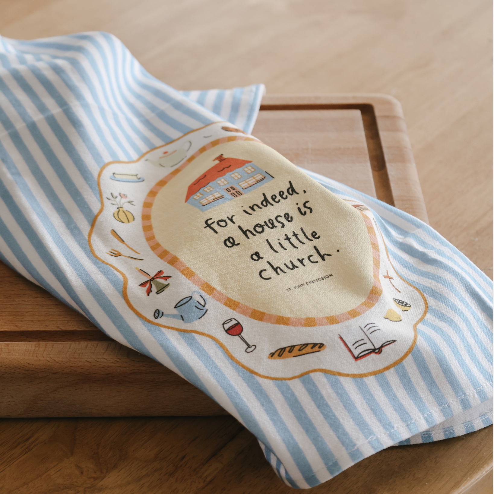 A House Is a Little Church Linen Tea Towel – Christian Kitchen Towel
