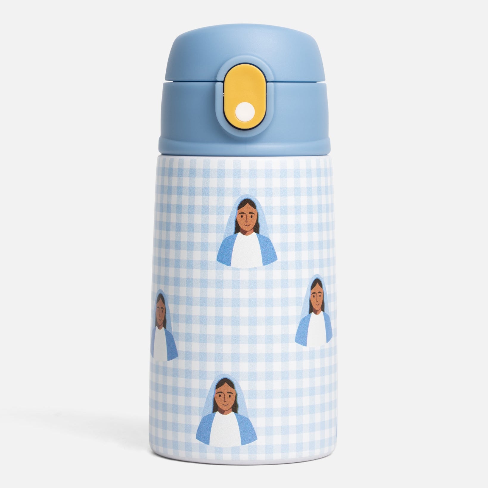 Blue Gingham Mary 13.5 oz Stainless Steel Water Bottle