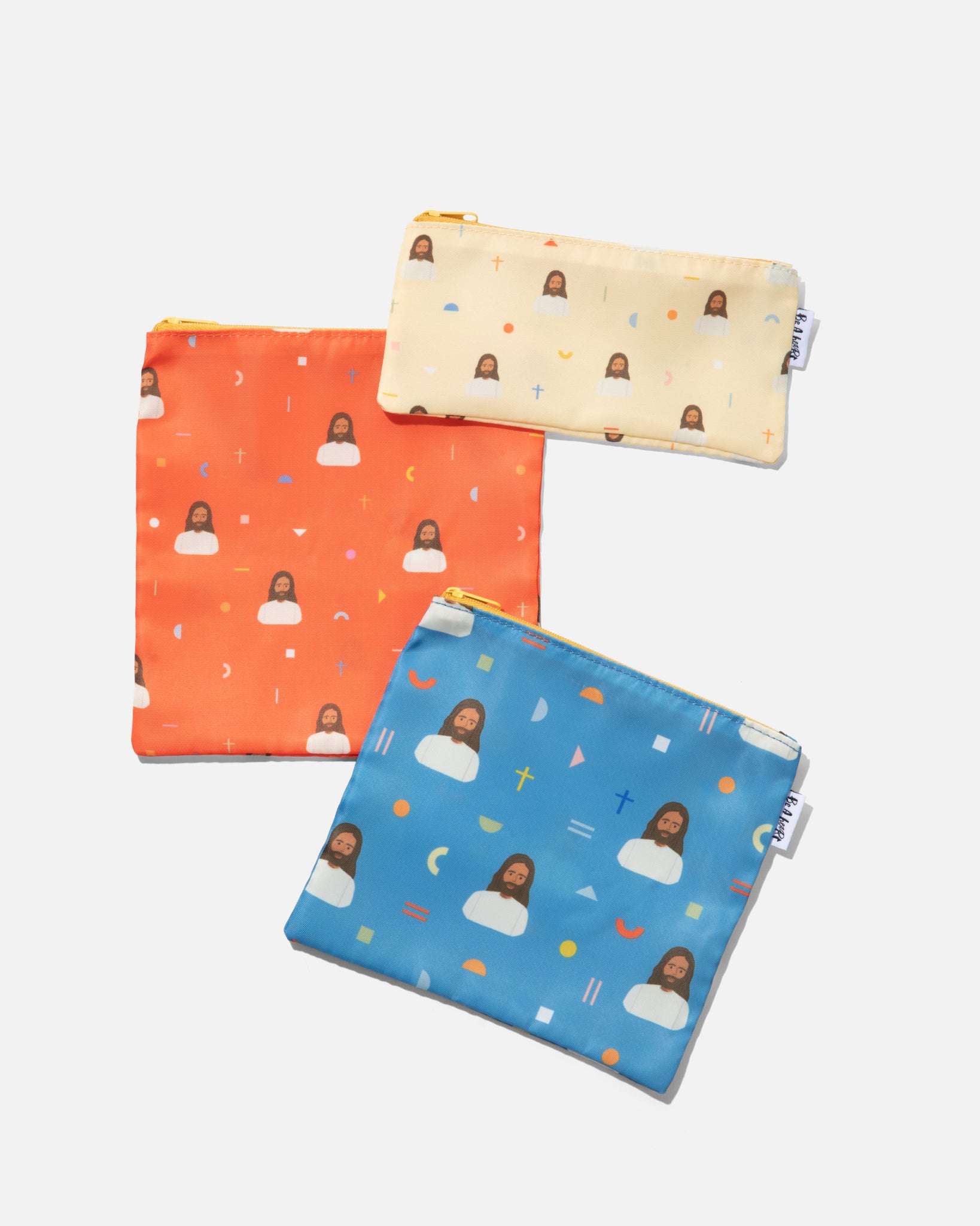 Reusable Jesus snack bags for kids with faith-based designs, eco-friendly and food-safe. Set of 3 durable, BPA-free, dishwasher-safe bags perfect for school lunches, snacks, sandwiches, and travel—Christian kids’ lunch accessories that teach love of Jesus in daily routines.