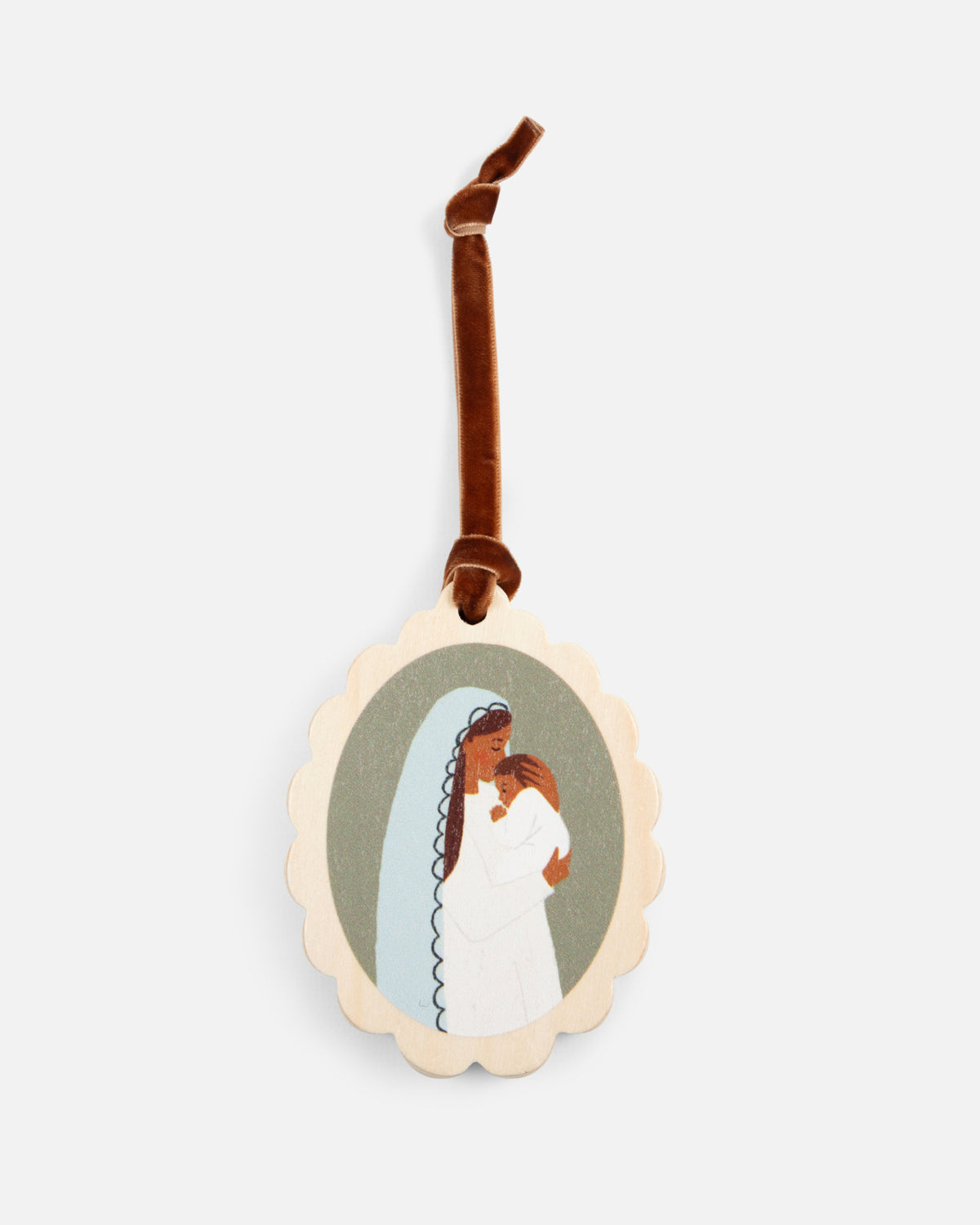Madonna and Child Wooden Christmas Ornament