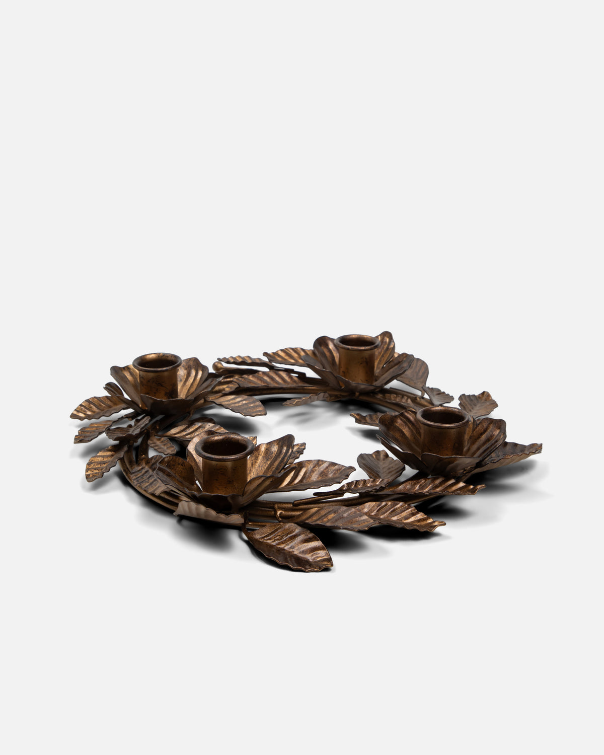Floral Metal Advent Wreath, iron heirloom wreath for taper candles