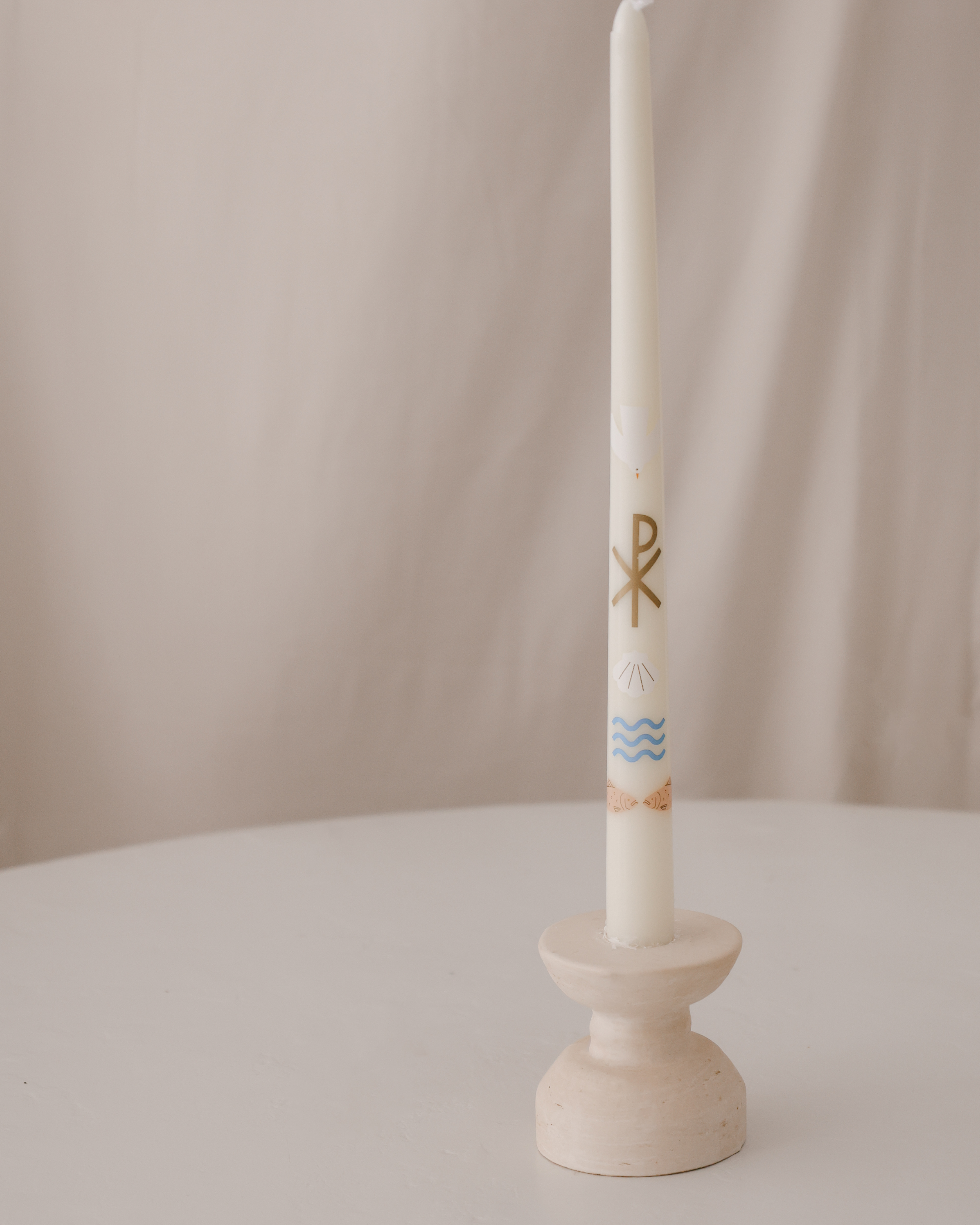 Alpha & Omega Baptism Candle (Gold)