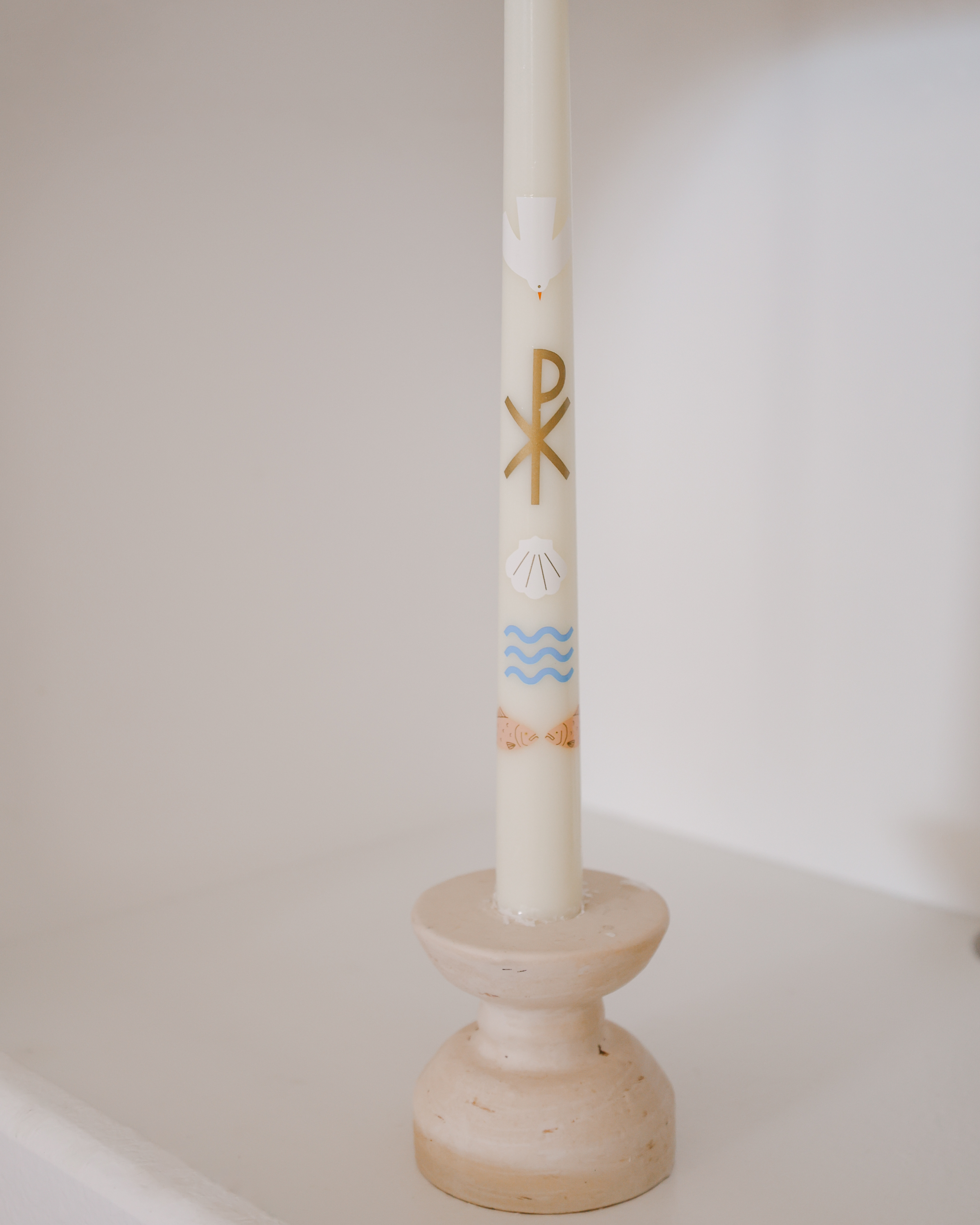 Living Water Baptism Candle (Multicolor)