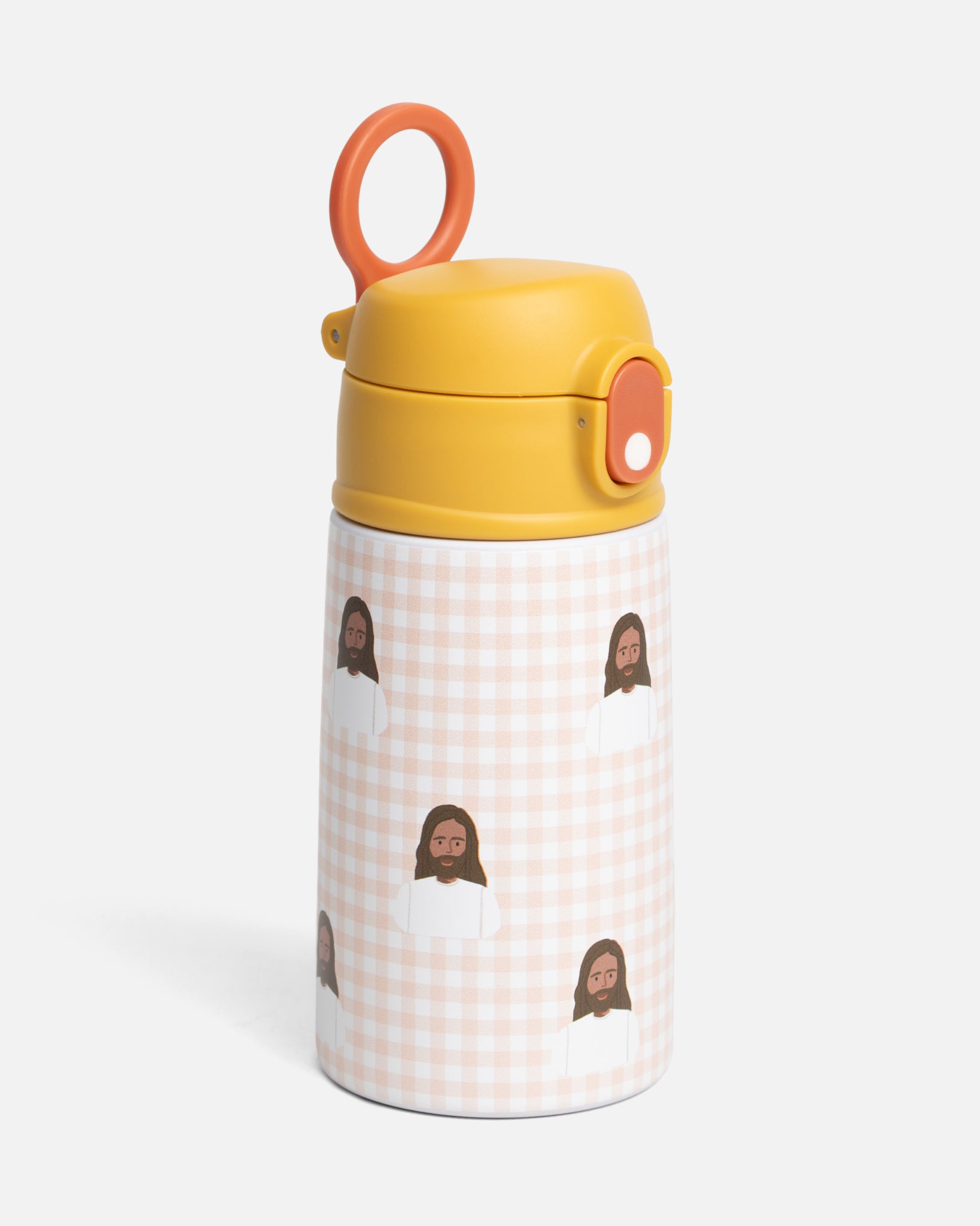 Pink Gingham Jesus Water Bottle – 13.5oz Stainless Steel