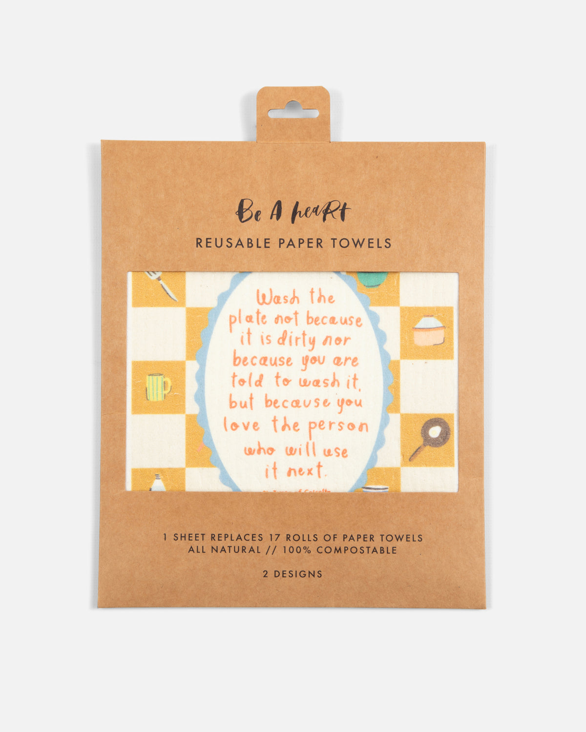 Wash the Dishes reusable paper towels in Be A Heart kraft packaging