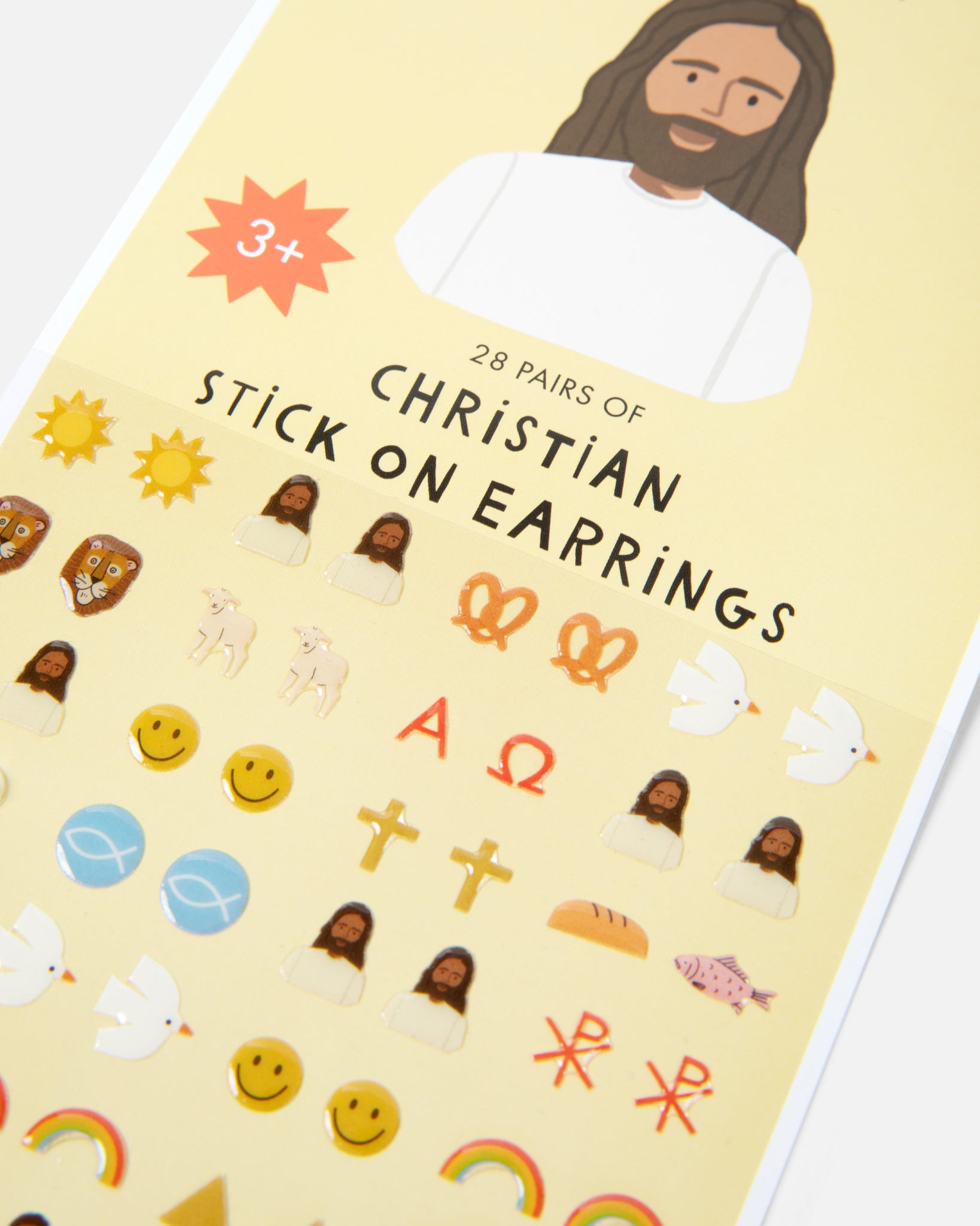 Christian-themed stick-on earrings for kids ages 3+, faith-based and mess-free. Set of 28 fun and colorful adhesive earrings, perfect for children’s birthdays, holiday stockings, or faith-inspired gifts—encouraging creativity and daily reminders of God’s love.