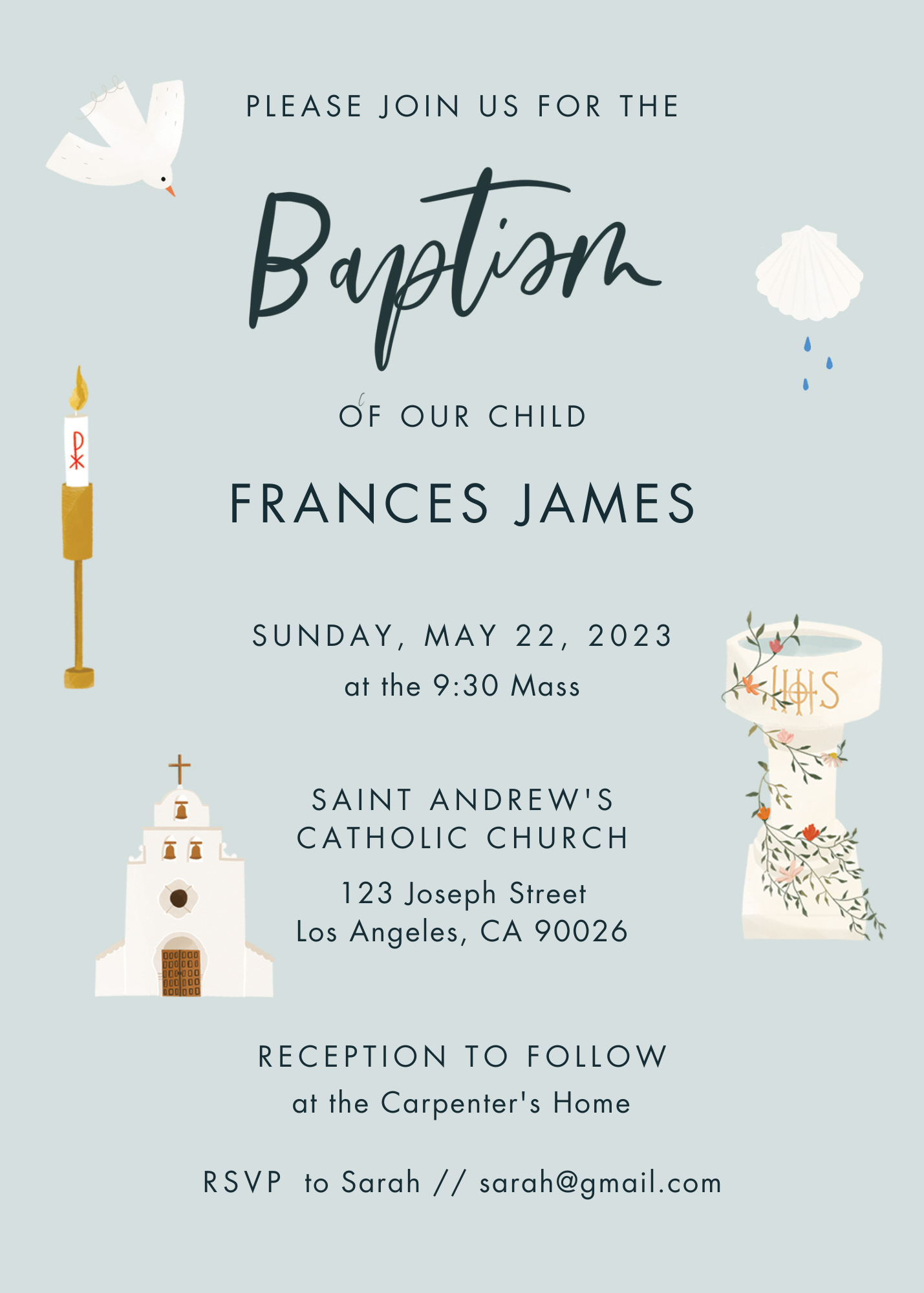 Baptism Invitation Download (Editable) | Be A Heart, image size:1429x2000