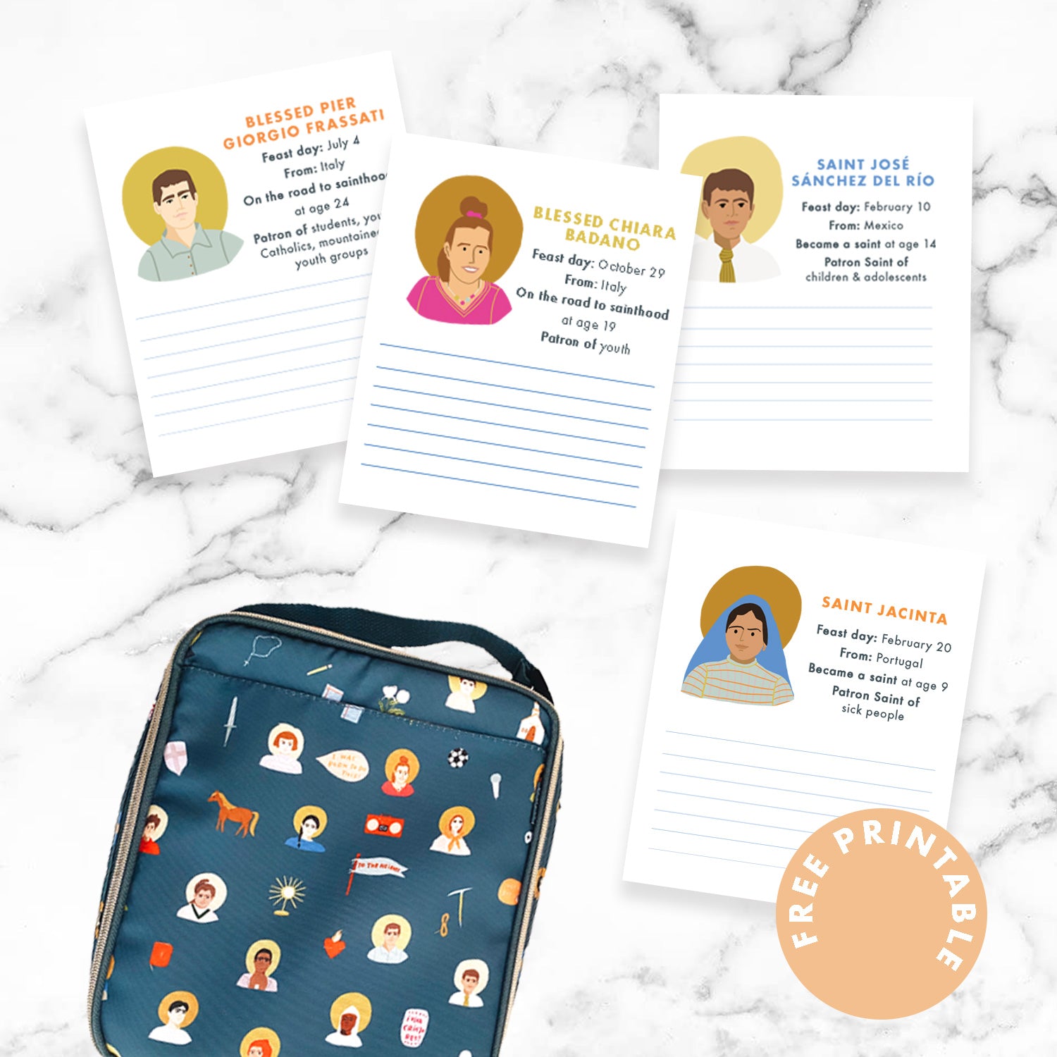 Free Young Saint Notecards