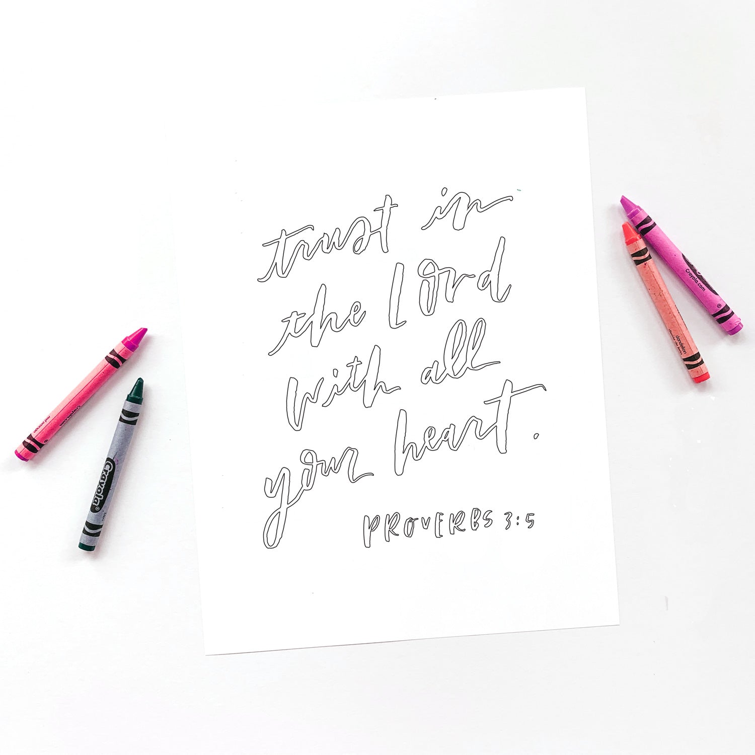 Trust in the Lord with all your heart Coloring Sheet