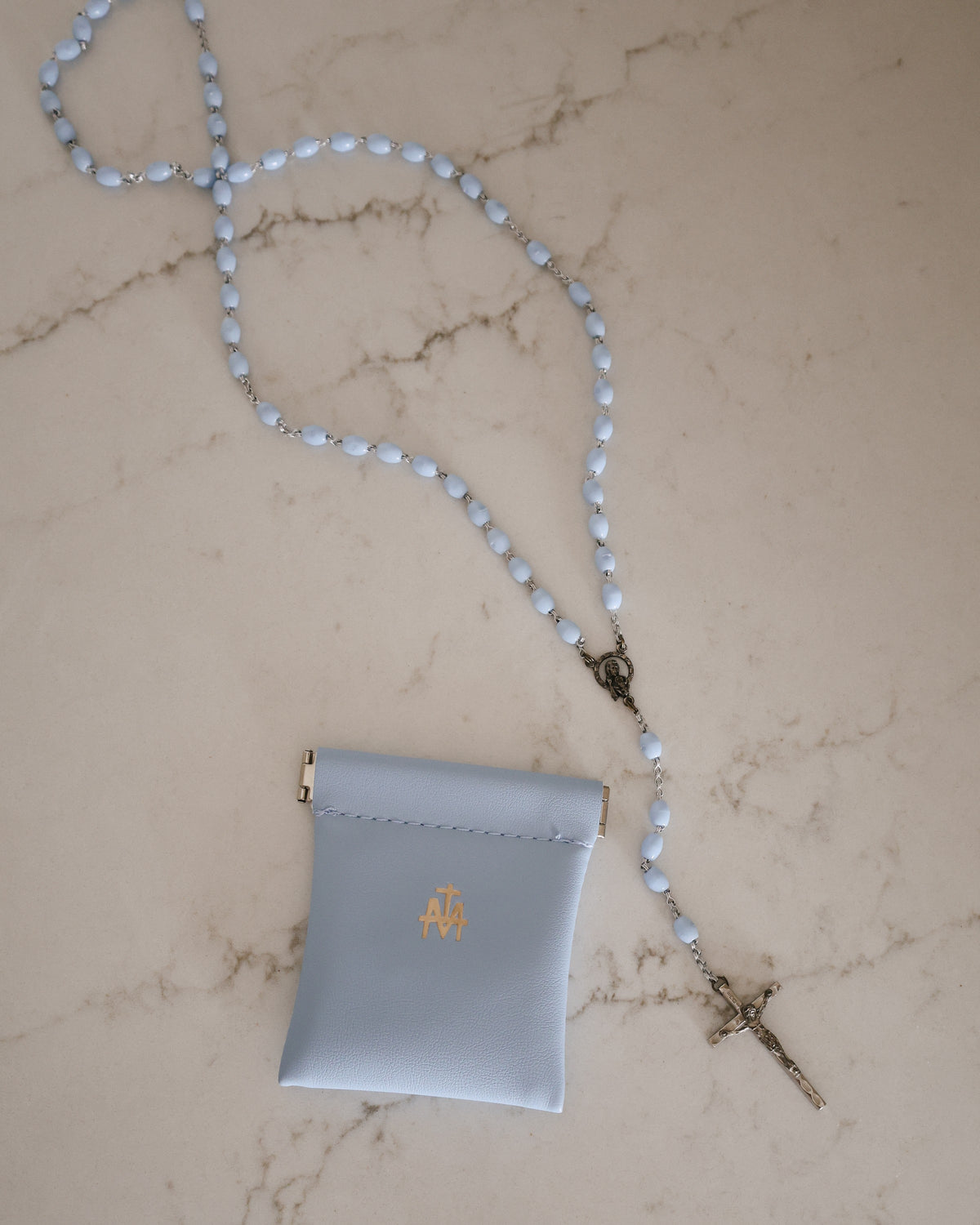 Blue Rosary Pouch