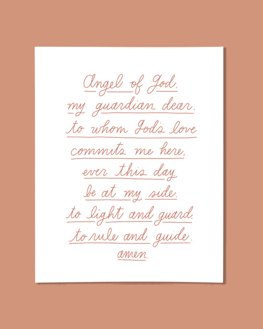 Angel of God Prayer - Downloadable Print
