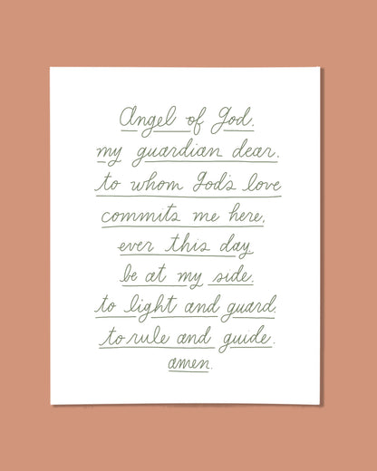 Angel of God Prayer - Downloadable Print