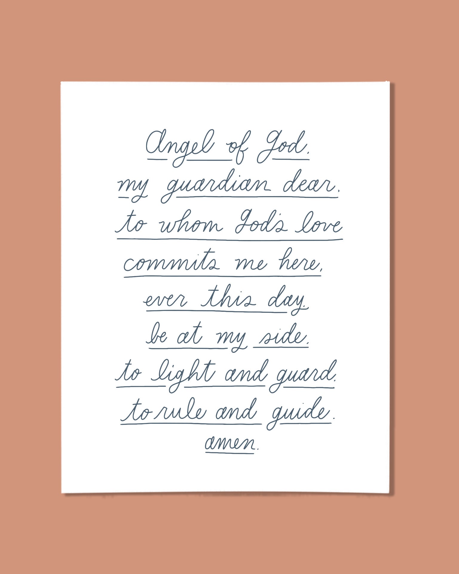Angel of God Prayer - Downloadable Print