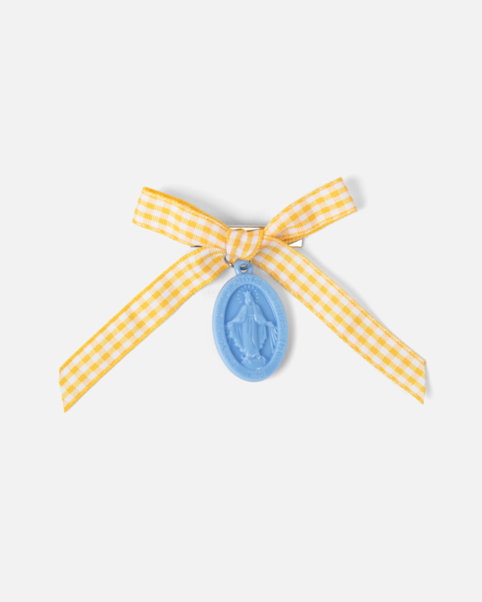 Miraculous Medal Yellow Gingham Bow