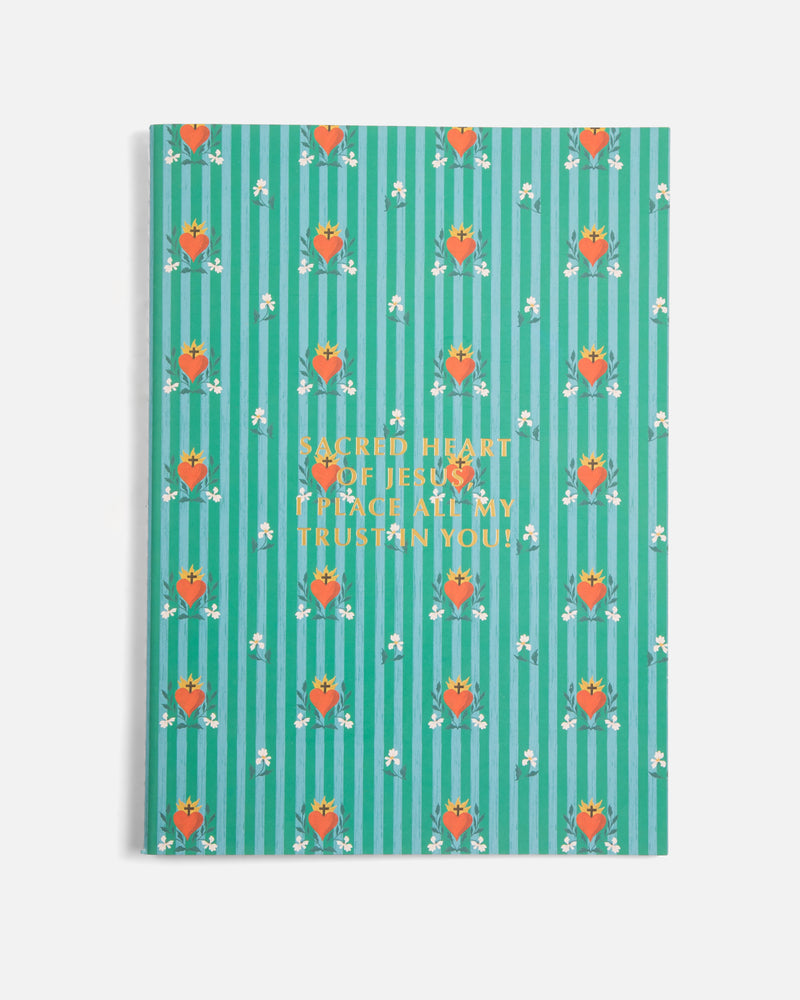 Sacred Heart Journal with a green striped cover