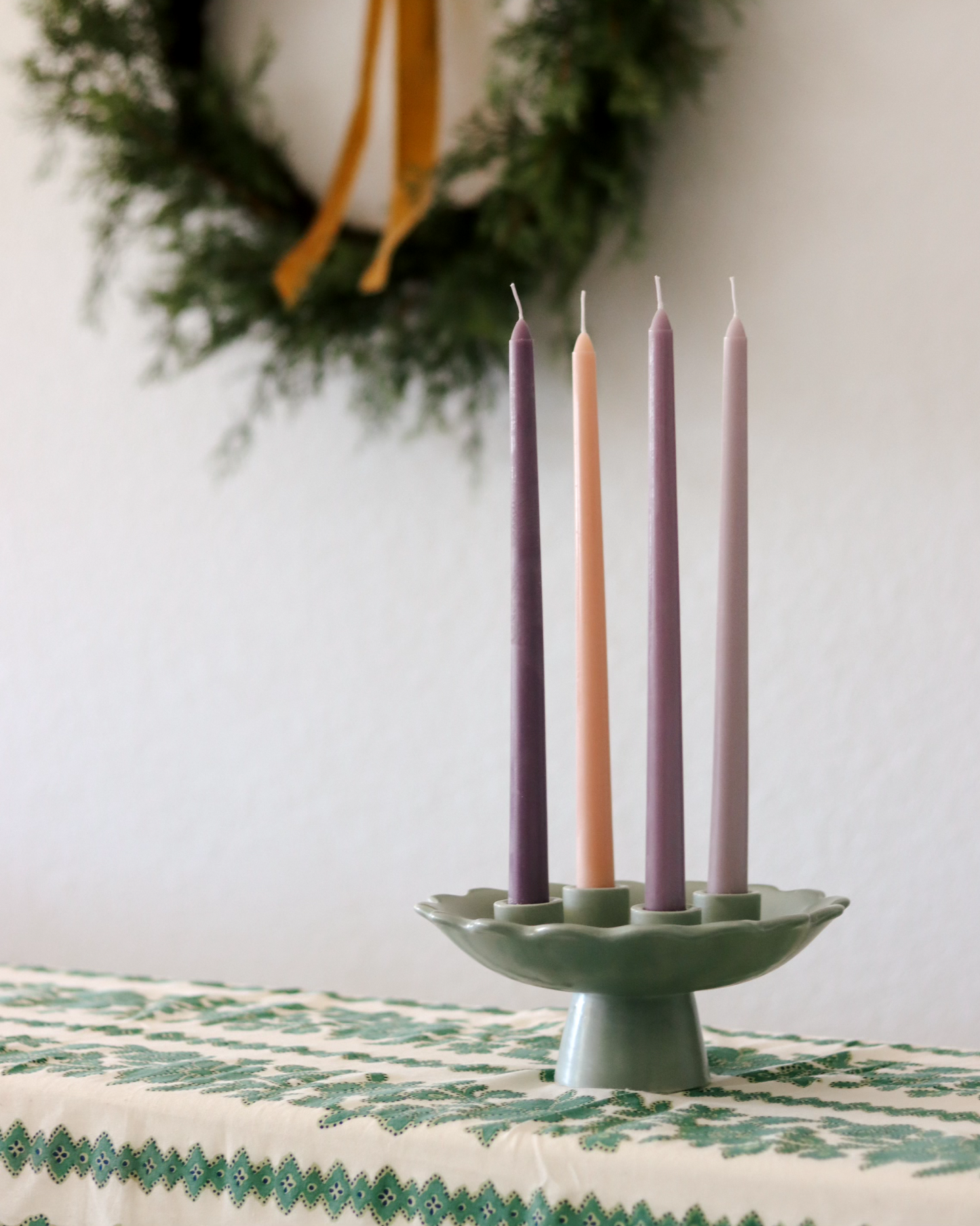 Sage Scalloped Advent Wreath