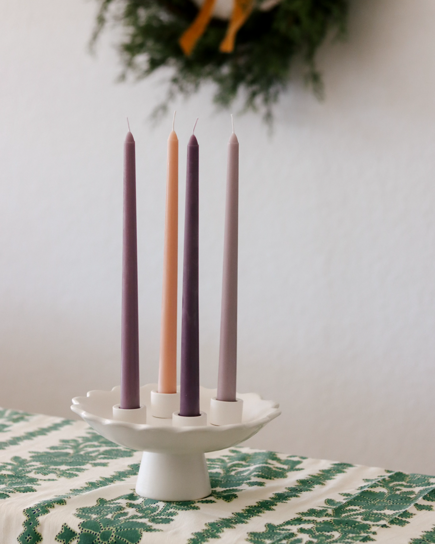 White Scalloped Advent Wreath