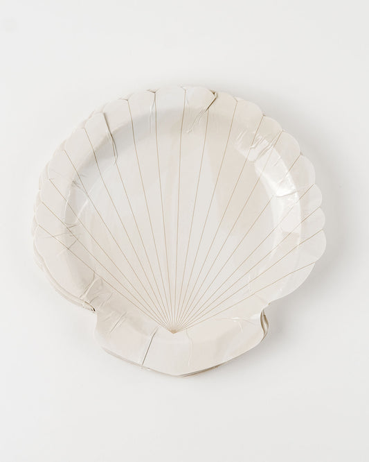 alt="Scallop Shell Cocktail Plates for Baptism Party"