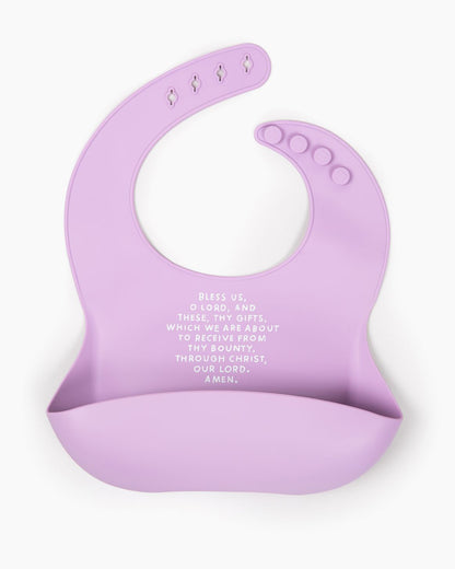 Meal Blessing Silicone Bib Rose Pink