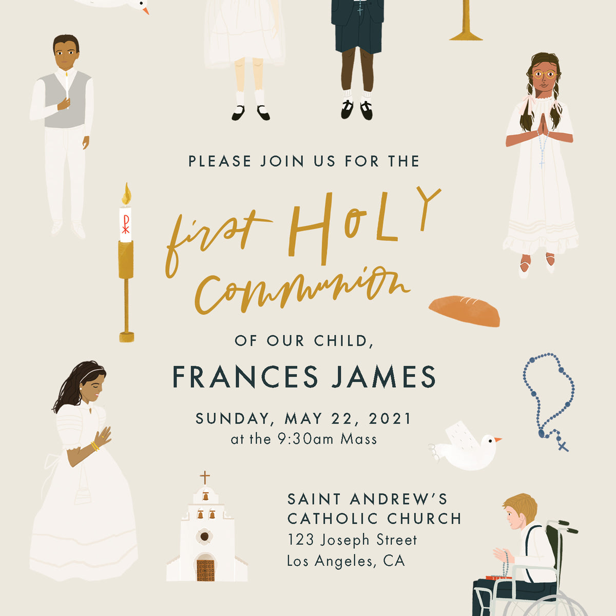 First Communion Editable Invitation Download