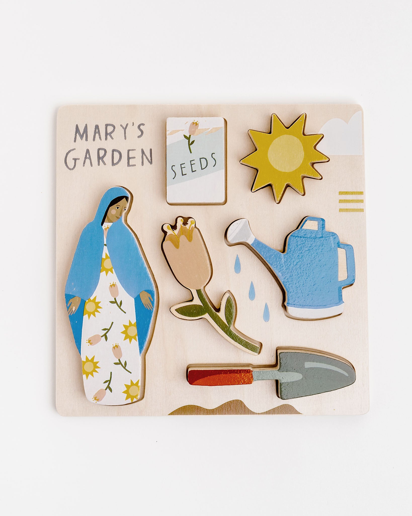 alt="Mary's Garden Wooden Puzzle Gift for Baptism"
